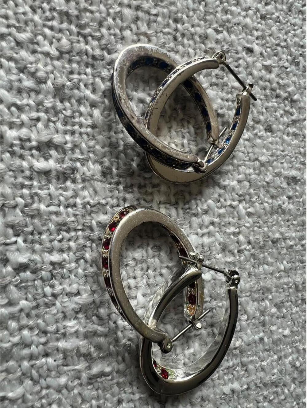Gemstone Inside Out Oval Hoop Earrings (Set of 2)